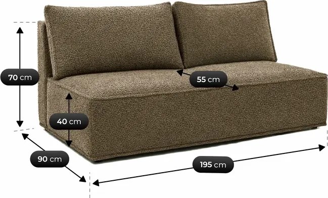 Sofa z Funkcją Spania MAVIA Brązowa Boucle Japandi