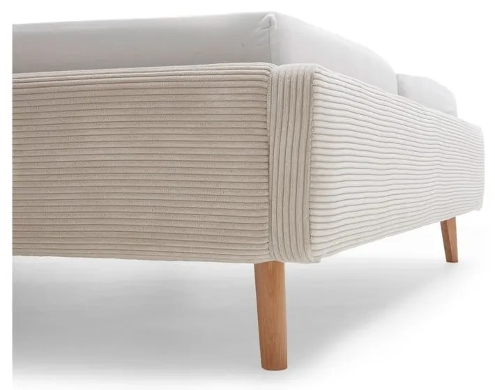 Beżowe tapicerowane łóżko dwuosobowe ze schowkiem i stelażem 180x200 cm Mattis Cord – Meise Möbel