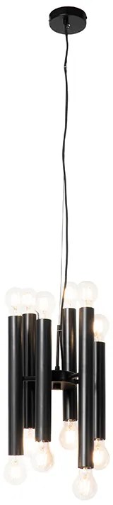 Lampa wisząca w stylu art deco czarna 12-świateł - Tubi ArtDeco Oswietlenie wewnetrzne