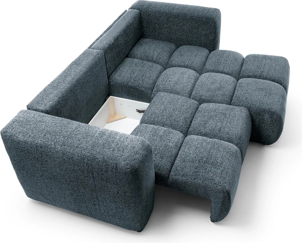 Masseno Narożnik ARTE z funkcją spania i pojemnikiem na pościel Narozniki L, Rozkładana sofa - Granatowy, BELLO 30