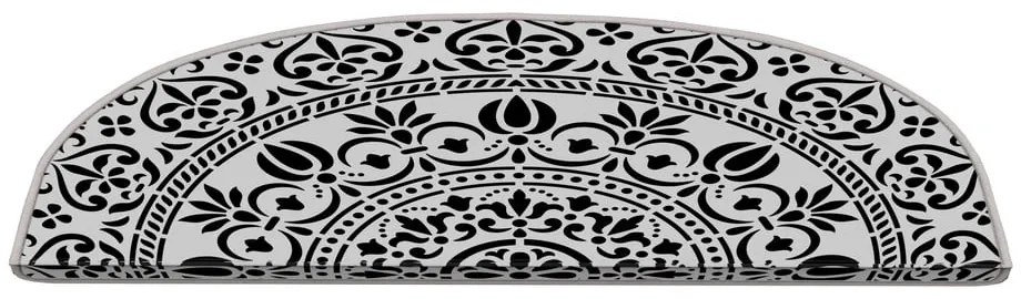 Czarno-białe dywaniki na schody zestaw 16 szt. 20x65 cm Anatolian Lace – Vitaus