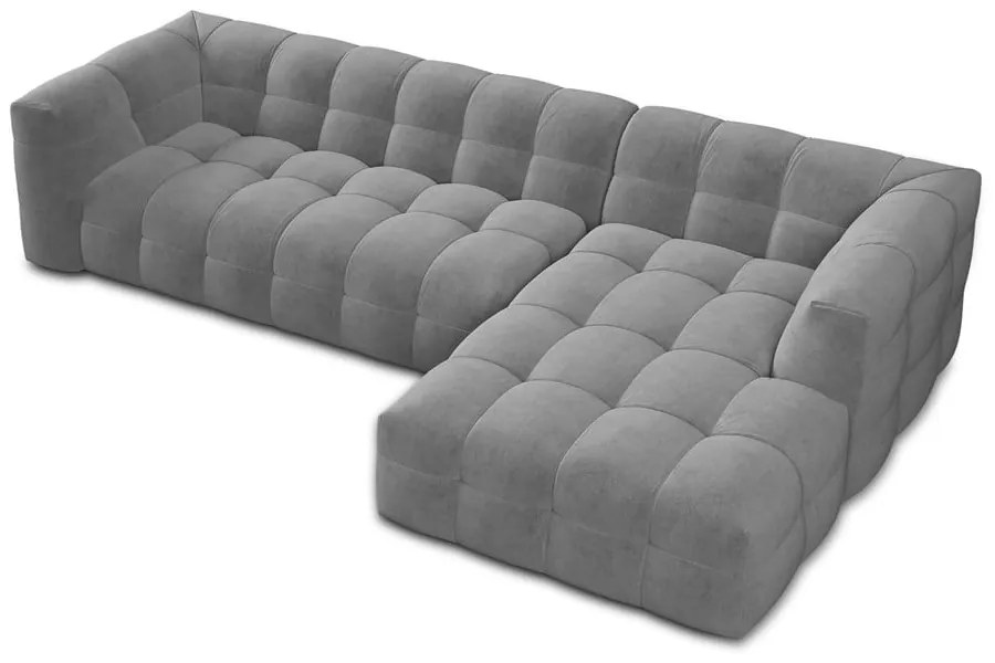 Szary aksamitny narożnik Windsor &amp; Co Sofas Vesta, prawostronny