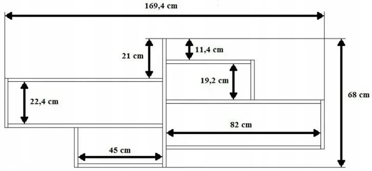 Czarna minimalistyczna półka wisząca Loveso 6X