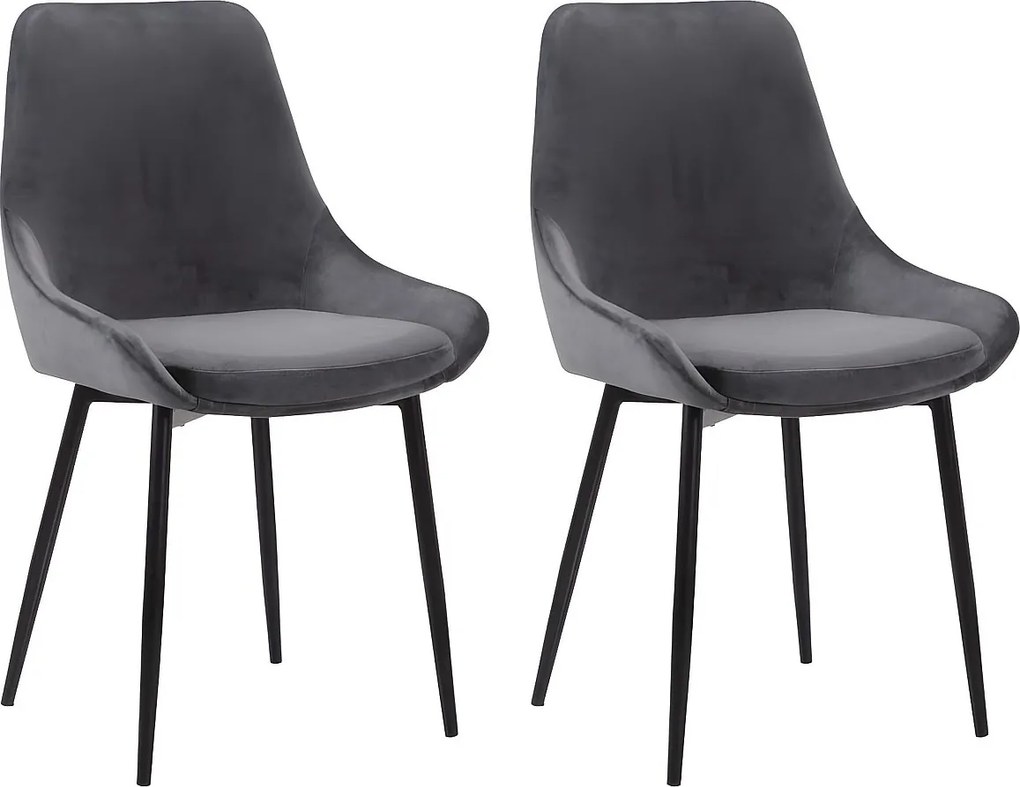Zestaw 2 krzeseł MASURIE — welur — szare