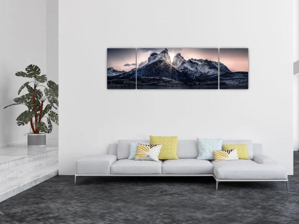 Obraz jeziora z górą (170x50 cm)