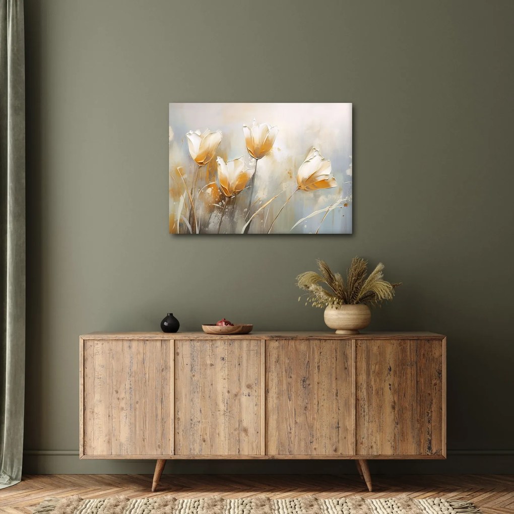 Obraz - Malowanie tulipanów (70x50 cm)