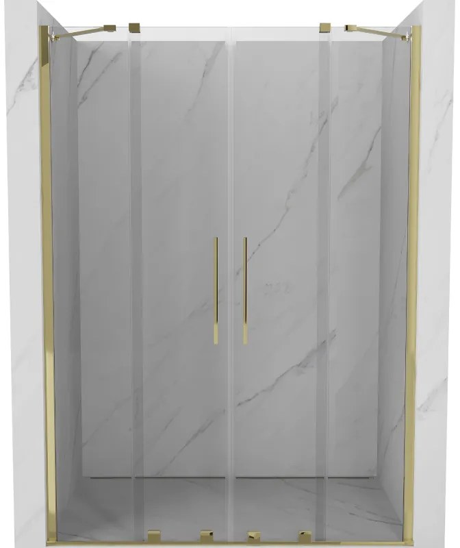 Mexen Velar Duo drzwi prysznicowe rozsuwane 140 cm, transparent, złote - 871-140-000-02-50