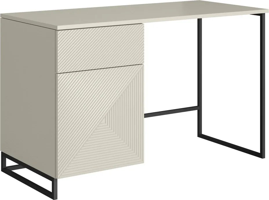 Biurko Asha 120 cm z szufladą - kaszmir / czarny stelaż