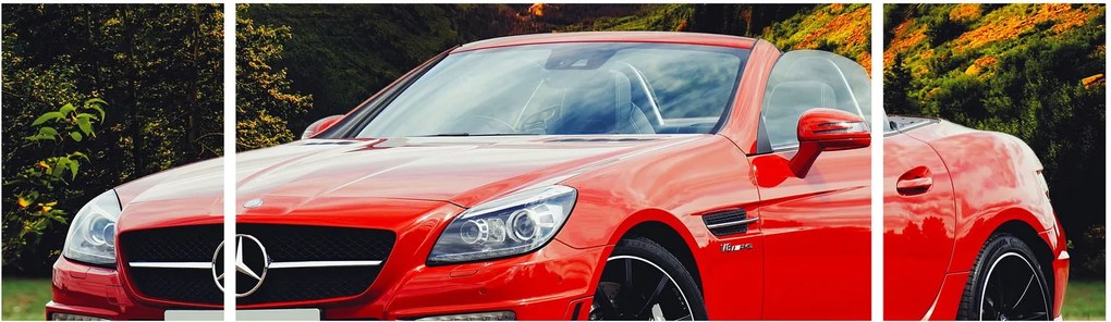 Obraz - czerwony Mercedes (170x50 cm)