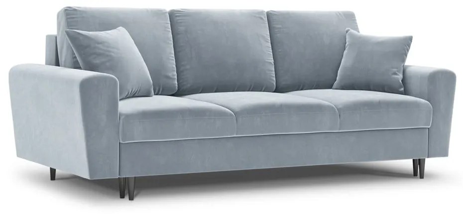 Jasnoniebieska aksamitna rozkładana/ze schowkiem sofa 235 cm Kyoto – Cosmopolitan Design