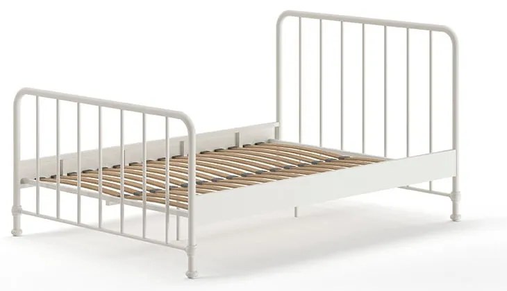 Białe metalowe łóżko dwuosobowe ze stelażem 140x200 cm BRONXX – Vipack