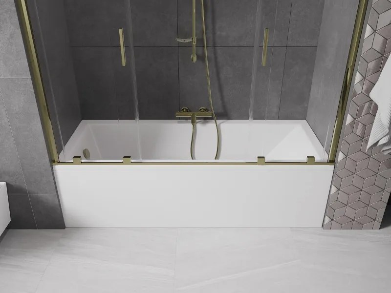 Mexen Velar Duo parawan nawannowy 2-skrzydłowy rozsuwany 180 x 150 cm, transparent, złoty - 896-180-000-02-50