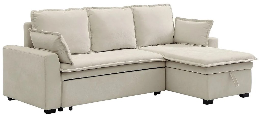 Kanapa narożna rozkładana i odwracalna z tkaniny w kolorze złamanej bieli ZAKILA