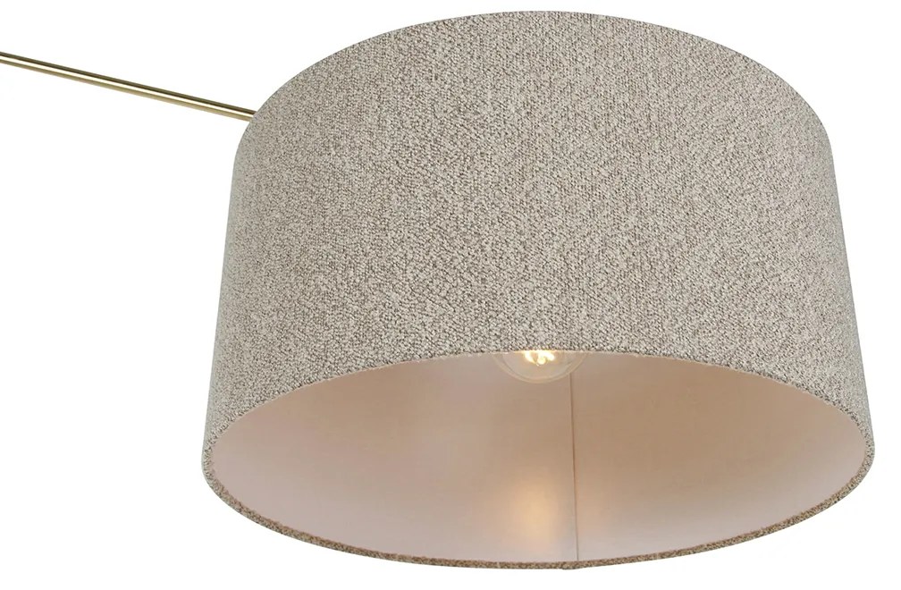 Lampa podłogowa złota z abażurem boucle taupe 50 cm regulowana - EditorDesignerski Oswietlenie wewnetrzne