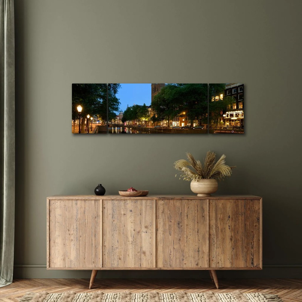 Obraz nocnego historycznego miasta (170x50 cm)