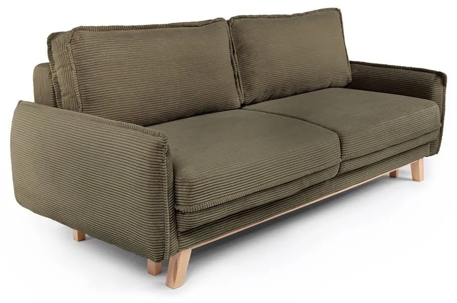 Zielona sztruksowa rozkładana sofa 218 cm Tori – Bonami Selection