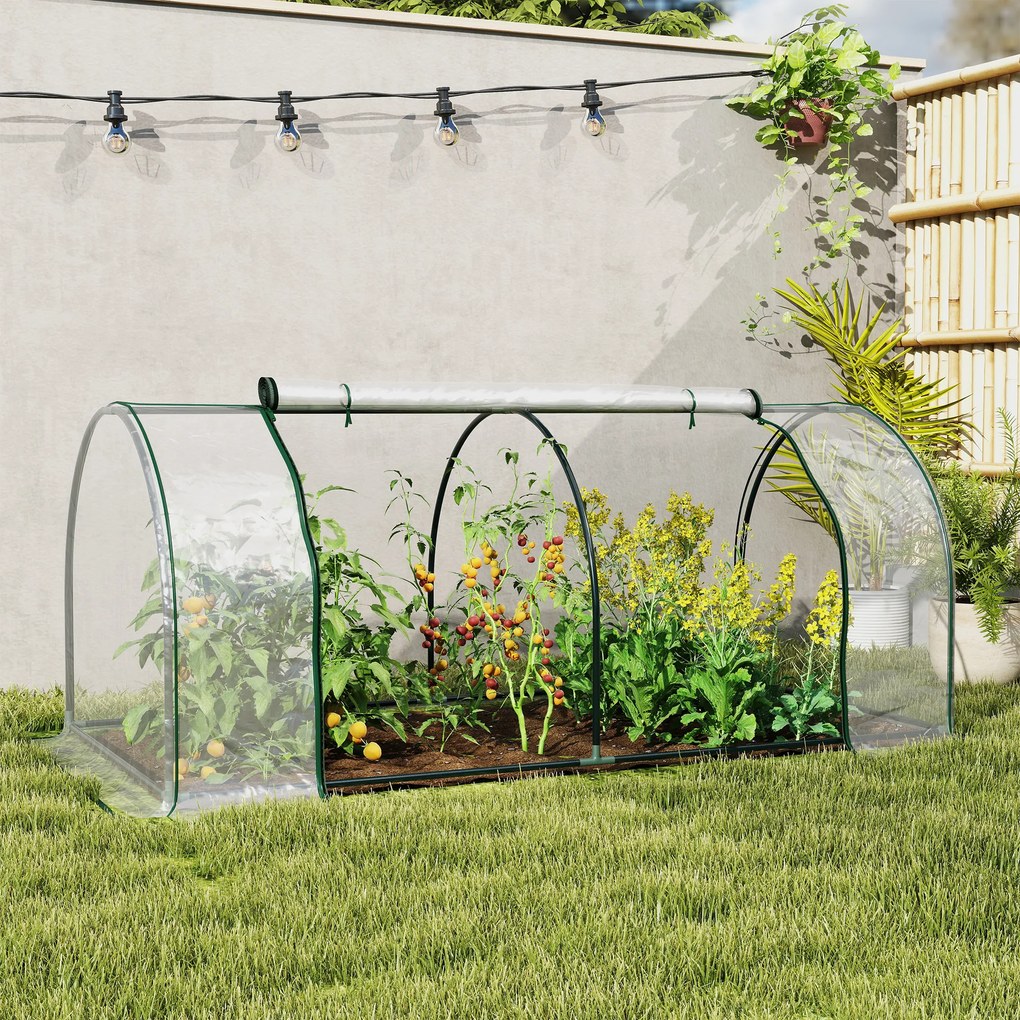 Szklarnia Outsunny, szklarnia z drzwiami, chłodnia, domek dla roślin, szkółka roślin, stal PVC, 200 x 100 x 80 cm