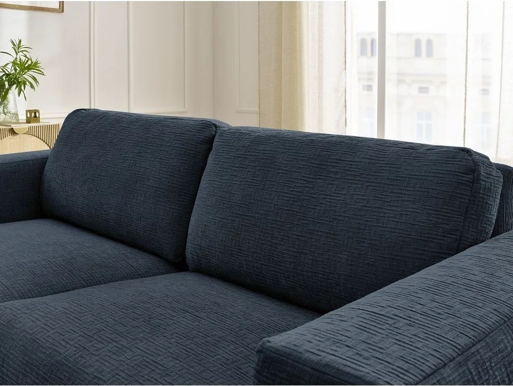 Ciemnoniebieska rozkładana sofa do spania z tkaniny szenilowej 240 cm Hugo – Bobochic Paris