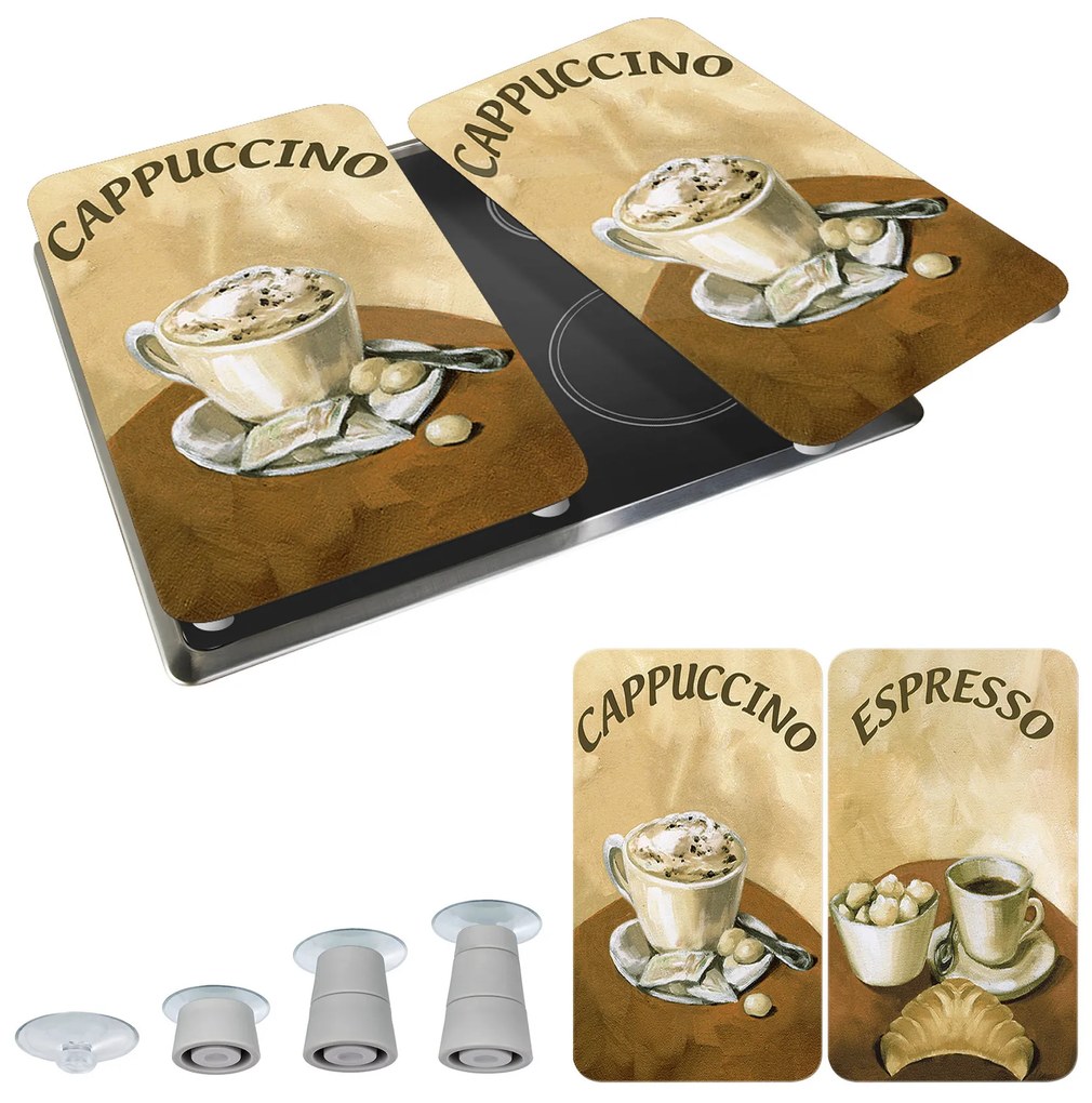 Szklane płyty ochronne COFFEE na kuchenkę – 2 sztuki, WENKO
