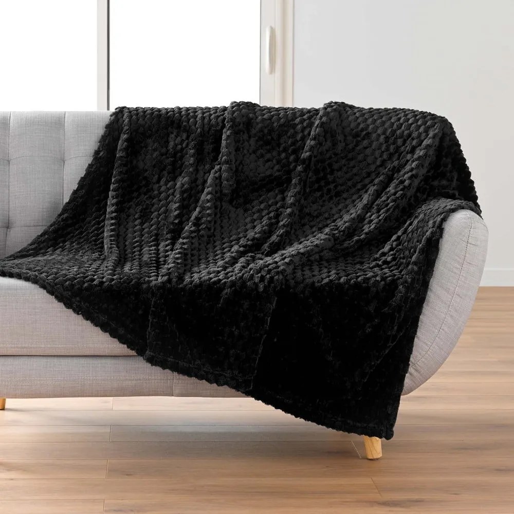 Czarny koc z mikfroflaneli 125x150 cm Mini Frosty – douceur d'intérieur