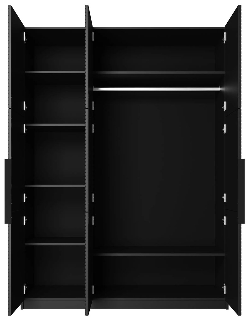 Szafa Asha 150 cm z metalowymi uchwytami - czarny mat / czarne uchwyty
