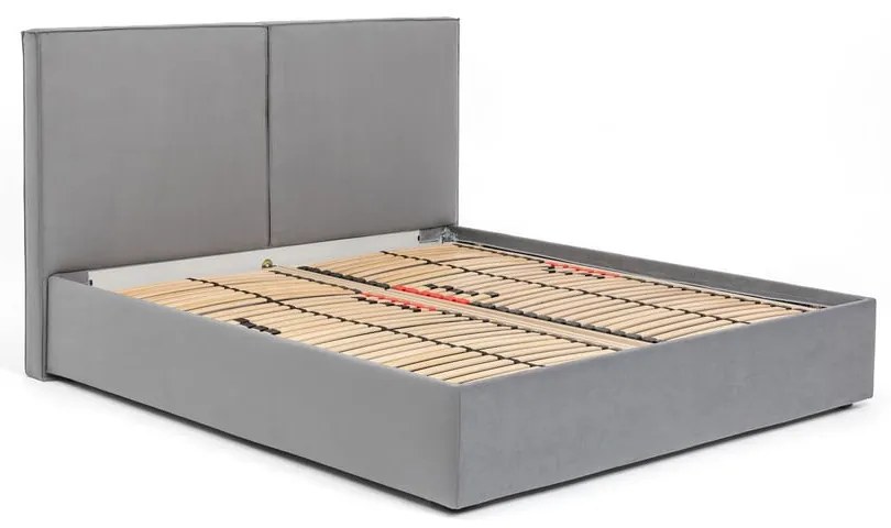 Szare tapicerowane łóżko dwuosobowe ze schowkiem i stelażem 180x200 cm Thessa Bold – Bonami Selection