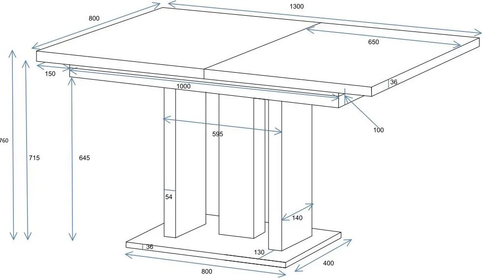 Rozkładany stół Appia 210 kaszmir / noga czarny mat