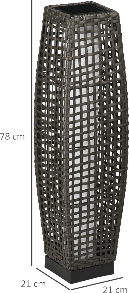 Outsunny Solarna lampa stojąca rattanowa z czujnikiem światła Automatyczna LED lampa solarna w stylu boho IP44 wodoszczelna | Aosom PL
