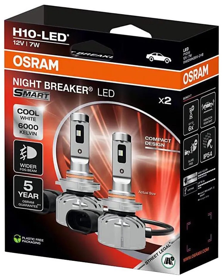 Zestaw 2 szt. żarówek samochodowych LED NIGHT BREAKER SMART H10 PY20d/7W/12V 6000K - Osram