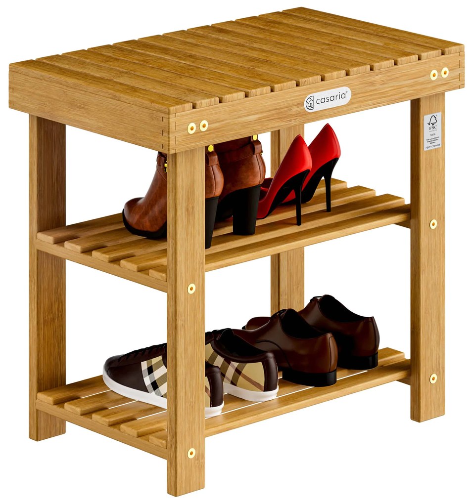 Ławka do przedpokoju z miejscem na buty NINA, 50x33x46cm, naturalny brąz Casaria