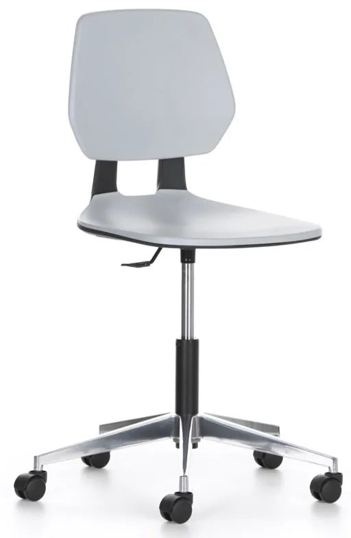 Krzesło robocze ALLOY Plastik, niskie, na kółkach, szare