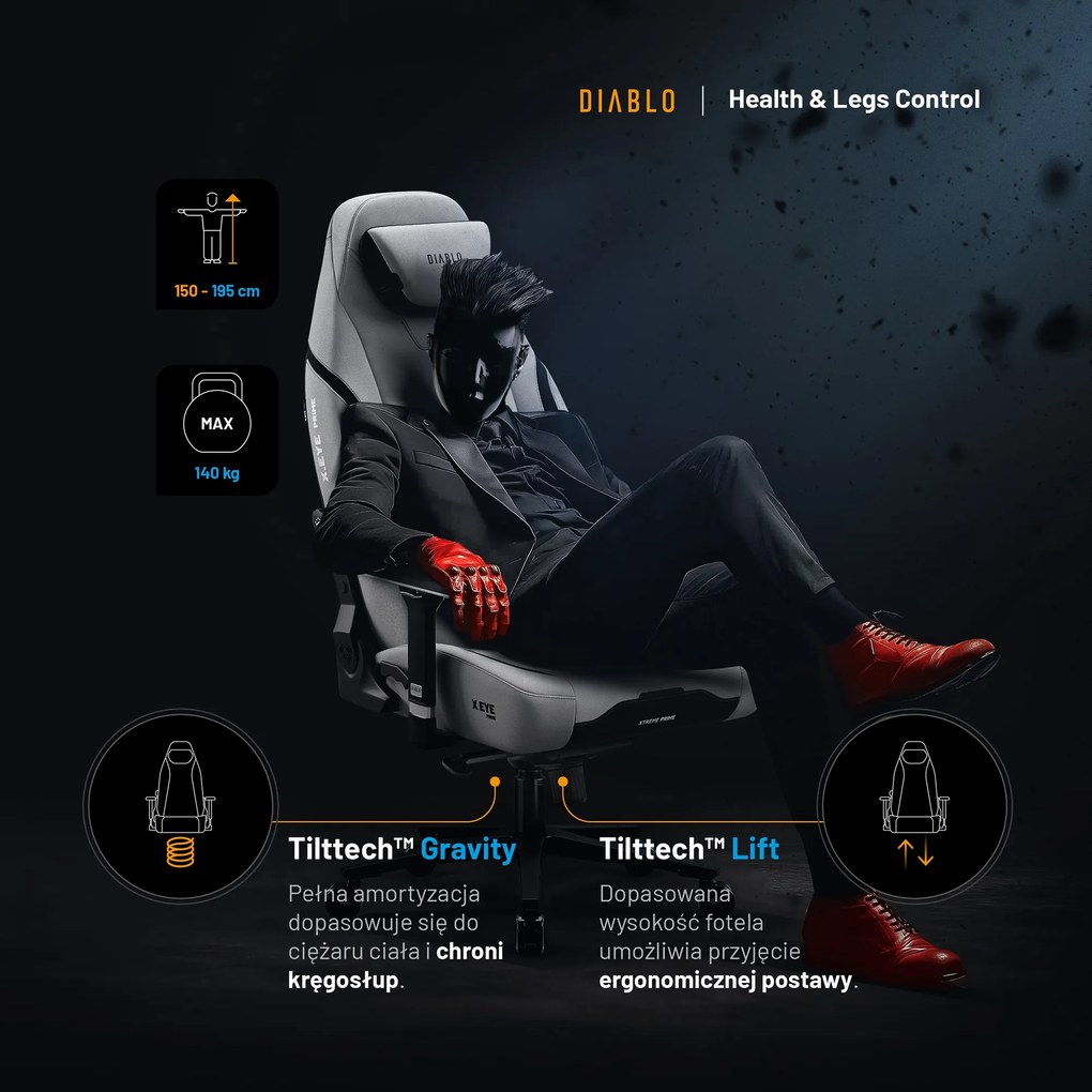 Fotel gamingowy Diablo X.Eye Prime, Normal Size, Nightwolf Moon