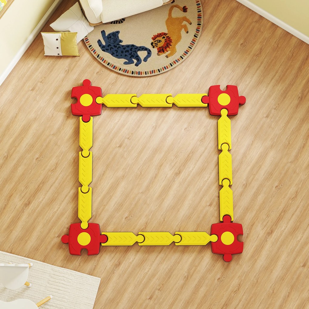 AIYAPLAY Zestaw równoważni dla dzieci, dowolnie konfigurowalny, plastikowy, elastyczne elementy, Żółty+Czerwony