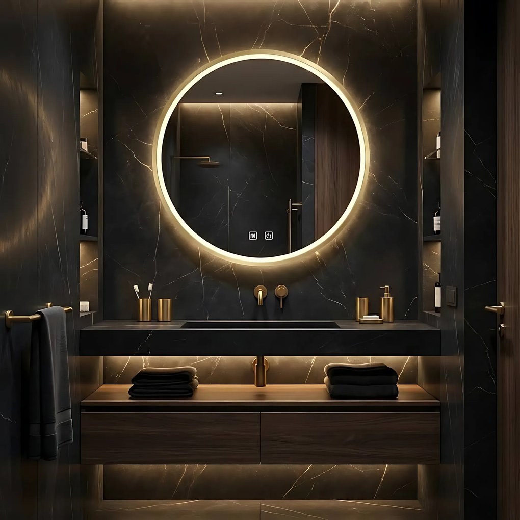 LUSTRO ŚCIENNE LED 70cm MMJ Złote Szczotkowane