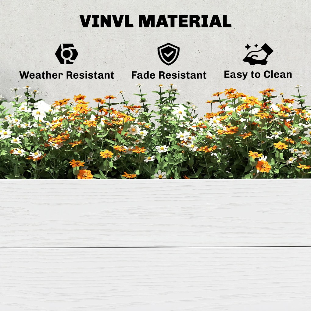 Outsunny Podwyższona Grządka z Tworzywa Sztucznego, Łatwa w Montażu DIY, 197 x 54 x 33 cm, Biała | Aosom PL