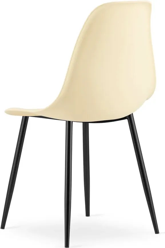 Kremowe krzesło metalowe na czarnych nogach C7-L92