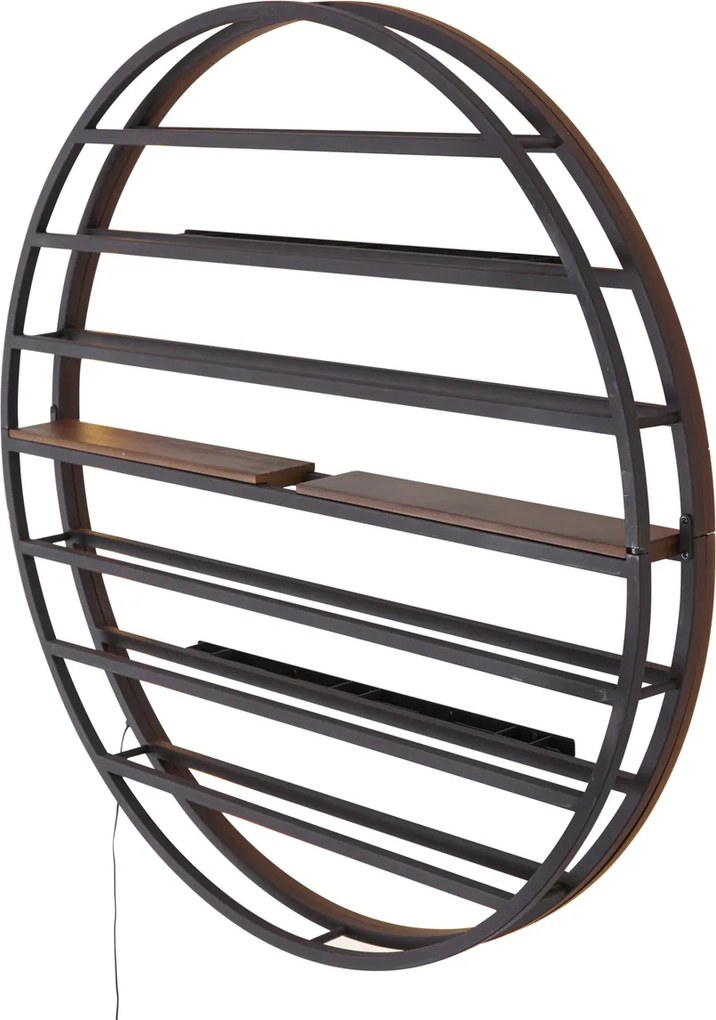 Nowoczesna Lampa Ścienna Czarna z Okrągłym Drewnem i Zintegrowanym LED - Wine Rack
