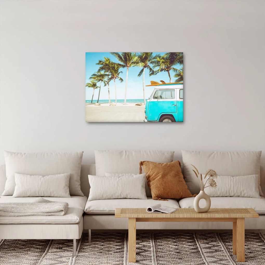 Obraz - Vintage van na plaży (70x50 cm)