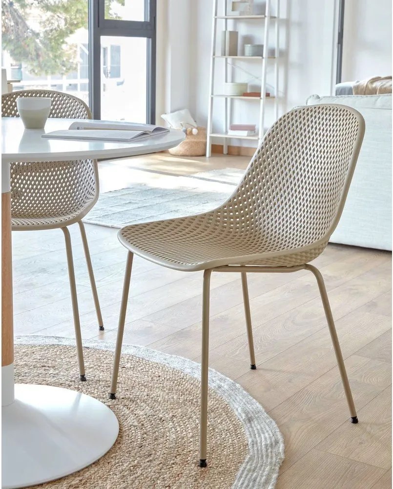 Jasnobrązowe metalowe krzesło ogrodowe Quinby – Kave Home