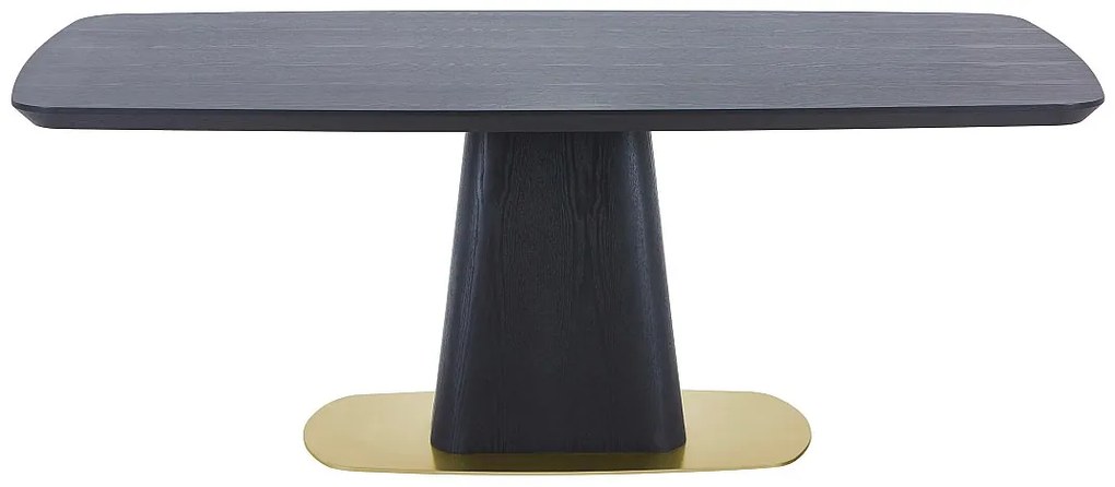Stół jadalniany dla 8 osób z okleiny jesionowej i metalu - Czarno-złoty - DYLORA