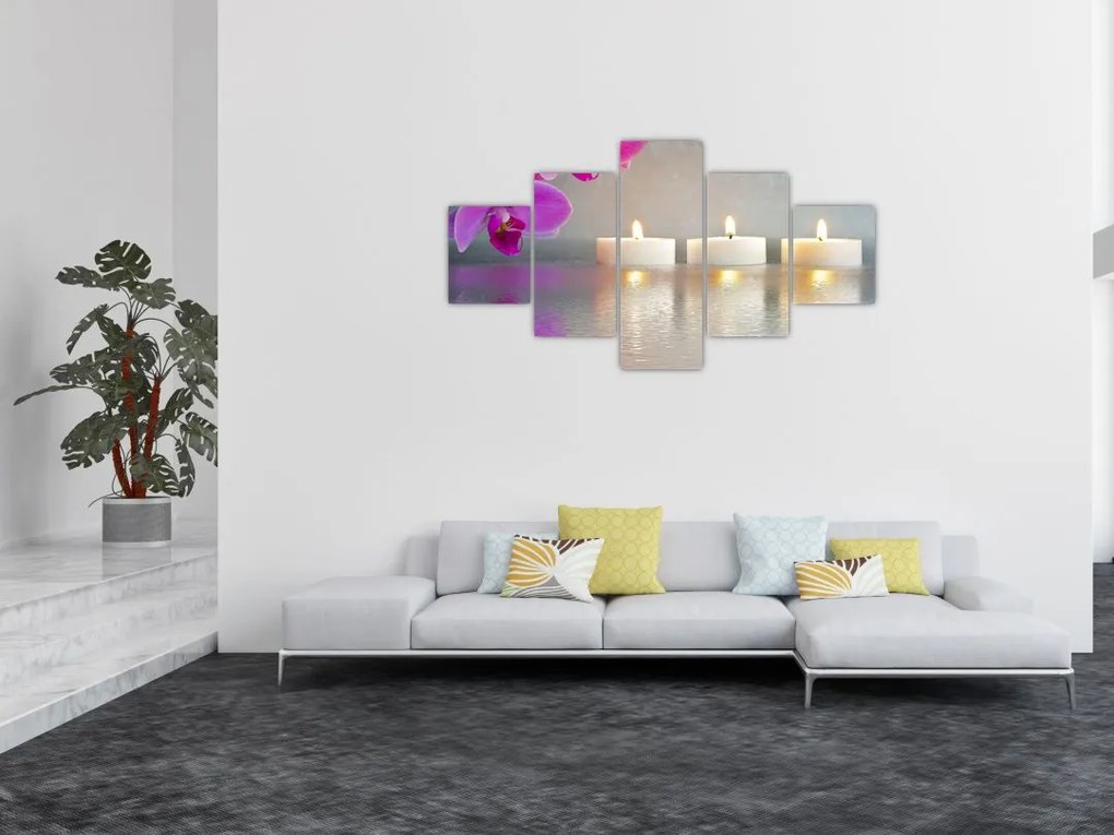 Obraz świec na wodzie (125x70 cm)