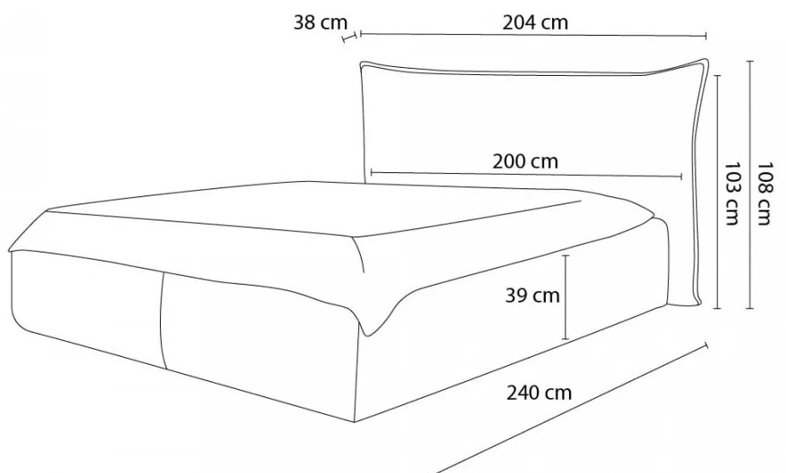 Beżowe tapicerowane łóżko dwuosobowe ze schowkiem i stelażem 180x200 cm Jade – Bobochic Paris
