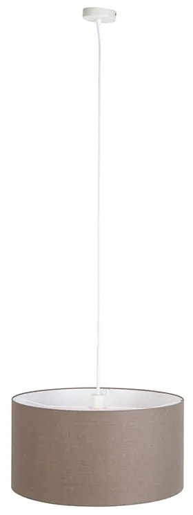 Lampa wisząca rustykalna biała z brązowym kloszem 50 cm - Combi 1 Nowoczesny Oswietlenie wewnetrzne