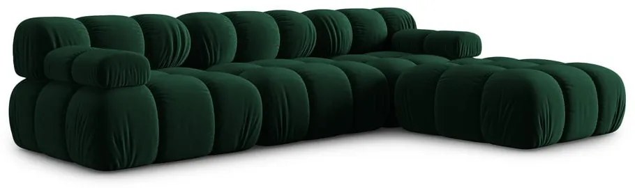 Zielony aksamitny narożnik Bellis – Micadoni Home
