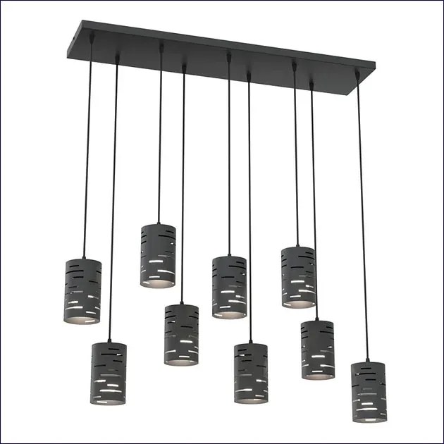 Czarna loftowa lampa z sześcioma kloszami - D150 L1-Z42