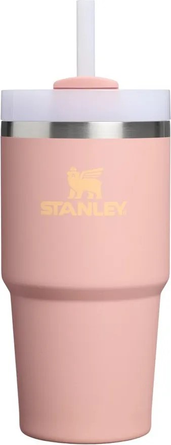 Brzoskwiniowy termos ze stali nierdzewnej ze słomką 600 ml Quencher H2.O FlowState™ Tumble Peach Rose – Stanley