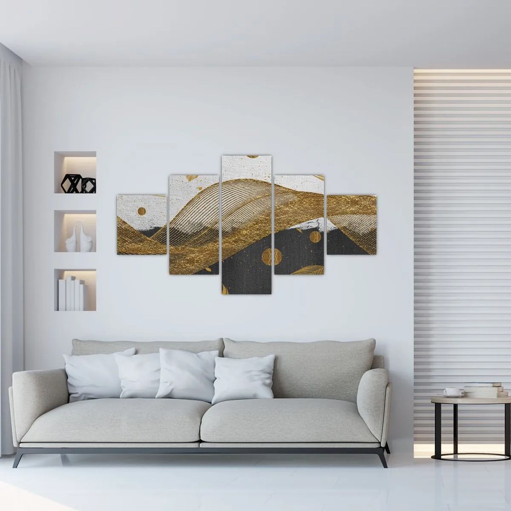 Obraz - Złote piórka (125x70 cm)