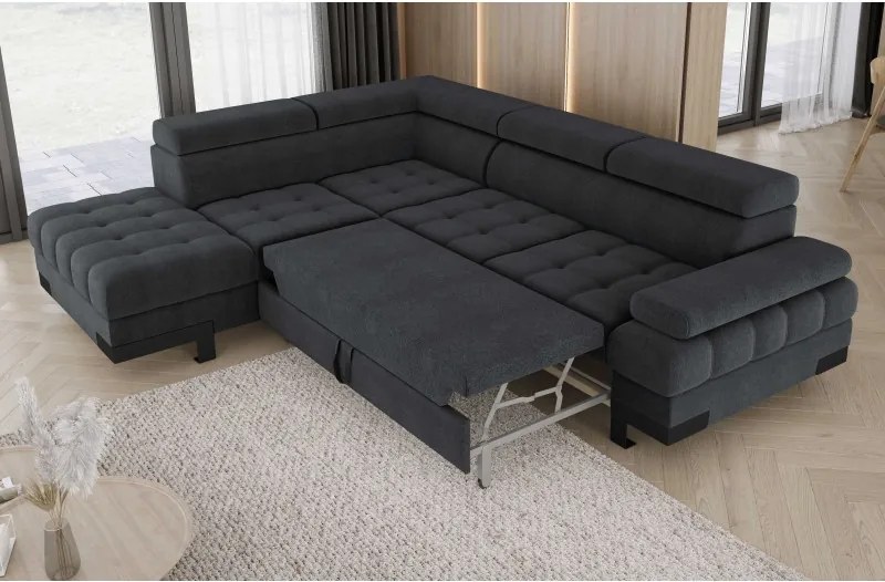 Narożnik SELVA L z funkcją spania i pojemnikiem Lewostronny w tkaninie AUSTIN 20 WERSAL