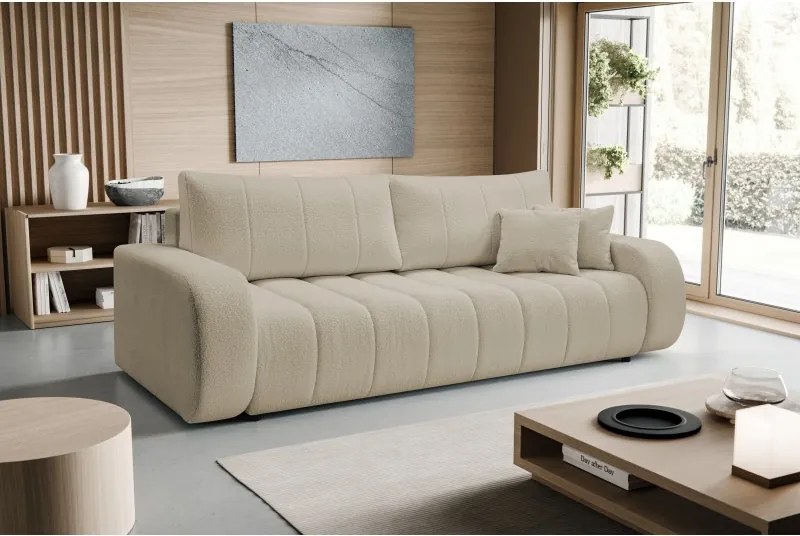 Sofa BALOO z funkcja spania i pojemnikiem BEŻOWY LAMBI 06