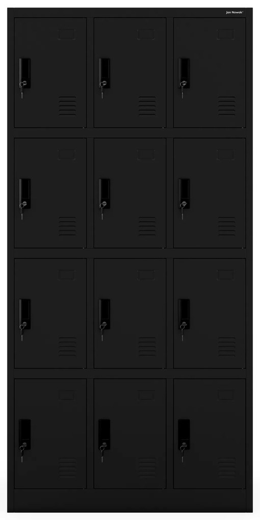 Szafka skrytkowa socjalna BHP metalowa MARCIN, 900 x 1850 x 400 mm, czarna